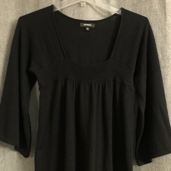 Express Black Kimono Sleeve Sweater Dress with Square Neckline - Picture 7 of 13